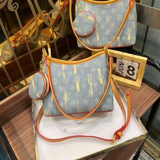 Set túi ví vải jeans xước đeo vai đeo chéo sz25cm