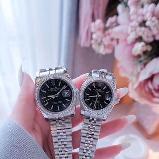 ĐỒNG HỒ NAM NỮ CAO CẤP RÔLET DÂY THÉP BẠC VÀ VÀNG VIỀN HỘT