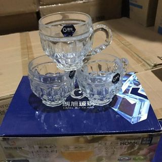 Bộ 6 Cốc Quai Thủy Tinh Trắng 195ml Lang Xu Glass Living Home
