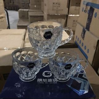 Bộ 6 Cốc Quai Thủy Tinh Trắng 195ml Lang Xu Glass Living Home