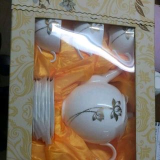 Bộ Ấm Chén Đĩa Kê Hàn Quốc Tròn Rẻ, Bộ 6 ly trà, Bộ 6 ly dĩa bình trà