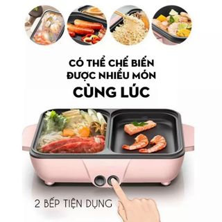 NỒI LẨU ĐIỆN 2 NGĂN 1 bên nướng 1 bên lẩu