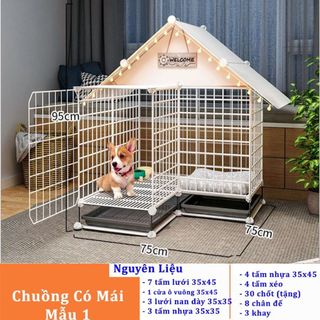 Tấm Ghép Lồng Quây, Chuồng Quây Cho Thú Cưng Chó Mèo - Mẫu Chuồng Thú Cưng Có Mái Che