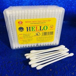 Hộp bông tăm rái tai Vuông Hello