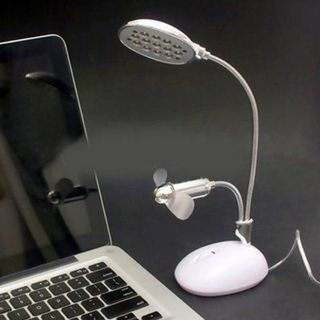 Đèn led 13 bóng để bàn kèm Quạt sạc HH502
