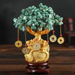Cây Tài Lộc Đá Thạch Anh 18.5cm( vàng, tím, xanh lá)