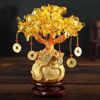 Cây Tài Lộc Đá Thạch Anh 18.5cm( vàng, tím, xanh lá)