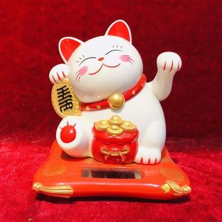 Mèo thần tài Nhựa năng lượng mặt trời size Mini size 7,5cm