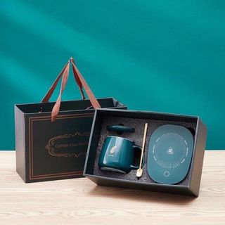 Bộ ly sứ điện hâm nóng Lucky xanh ngọc
