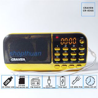 LOA NGHE ĐÀI 2 PIN USB CRAVEN CR836S
