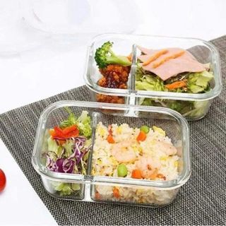 HỘP THỦY TINH 2 NGĂN 1000ML CHỮ NHẬT BX1001