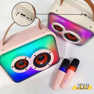 Loa bluetooth hát karaoke xách tay K13 Led tặng kèm 2 mic SIÊU GIẢM GIÁ