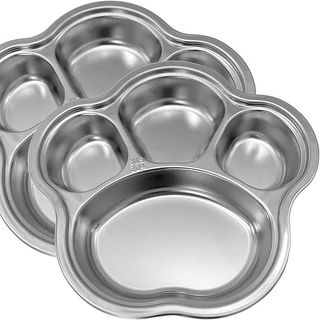 KHAY CƠM INOX 304 HỌA TIẾT TAY GẤU CHO BÉ