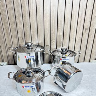 Nồi Inox Đáy Dày 6zem - 8zem, Đa Dạng Kích Cỡ 16-36cm