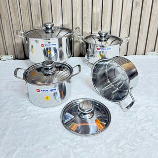 Nồi Inox Đáy Dày 6zem - 8zem, Đa Dạng Kích Cỡ 16-36cm