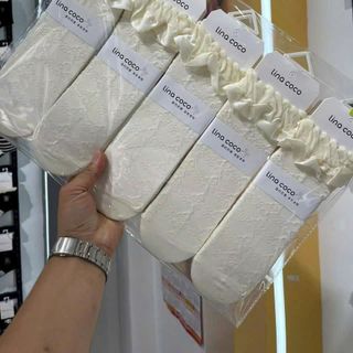 LỐ 10 ĐÔI TẤT ỐNG CHÂN Lolita MÀU TRẮNG- TRẮNG SỮA HOA VĂN VIỀN PHI BÓNG