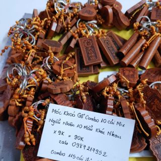 Móc khóa gỗ đủ mẫu mix ngẫu nhiên đủ mẫu