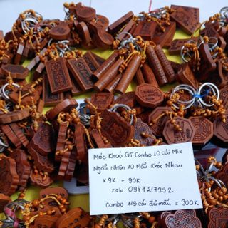 Móc khóa gỗ đủ mẫu mix ngẫu nhiên đủ mẫu