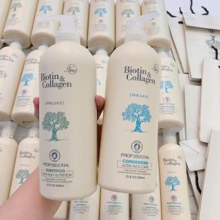 Cặp Dầu Gội Xả Biotin Collagen Trắng- Giảm Rụng Tóc,Phục Hồi Tóc Khô Xơ, Hư Tổn