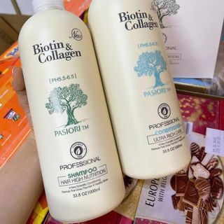 Cặp Dầu Gội Xả Biotin Collagen Trắng- Giảm Rụng Tóc,Phục Hồi Tóc Khô Xơ, Hư Tổn