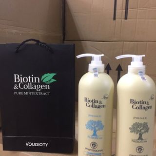 Cặp Dầu Gội Xả Biotin Collagen Trắng- Giảm Rụng Tóc,Phục Hồi Tóc Khô Xơ, Hư Tổn