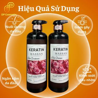 Cặp Dầu Gội Xả Keratin Massan Collagen Essence 800ml