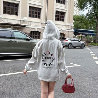 Áo khoác nỉ dành cho nữ in chữ LUCK
