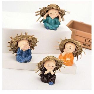 BỘ TƯỢNG 4 CHÚ TIỂU ĐỘI NÓN RƠM TỨ KHÔNG