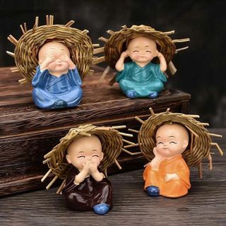 BỘ TƯỢNG 4 CHÚ TIỂU ĐỘI NÓN RƠM TỨ KHÔNG