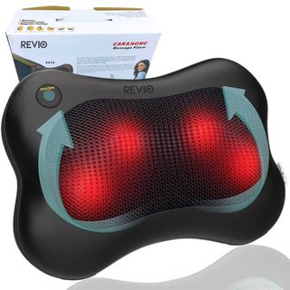 Gối massage vai gáy lưng kết hợp nhiệt - Mát xa con lăn 3D giảm đau nhức cơ thư giãn