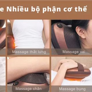 Gối massage vai gáy lưng kết hợp nhiệt - Mát xa con lăn 3D giảm đau nhức cơ thư giãn
