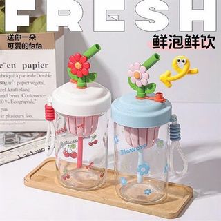 Cốc Ly Thủy Tinh Lọc Trà Charm Hoa 500ml (Thùng 70 Cái)
