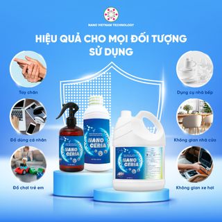 Dung dịch Nano Bạc Nano Ceria khử khuẩn, khử mùi, diệt nấm cho đồ dùng, không gian nhà cửa, vật dụng cá nhân