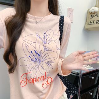 Áo dài tay hoa chất cotton xược mặc mát sẵn sll