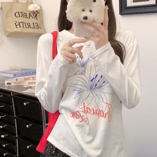 Áo dài tay hoa chất cotton xược mặc mát sẵn sll