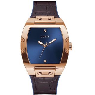 ĐỒNG HỒ NAM CAO CẤP GUET DÂY CAO SU BỌC DA NÂU MẶT TRƠN FULLBOX