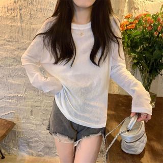 Áo dài tay nữ không xẻ tà chất cotton mát sẵn sll nhận đặt may theo yêu cầu