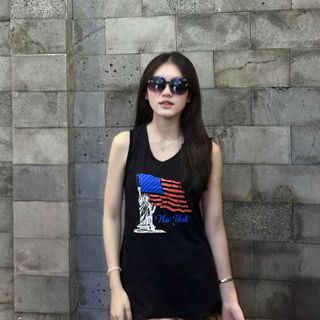 Áo thun ba lỗ nữ in hình cờ mỹ sẵn sll