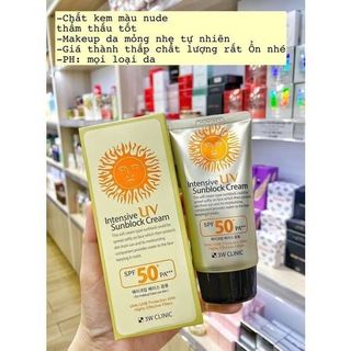 Kem Chống Nắng 3W Clinic Intensive UV Sunblock Cream Hàn Quốc 70ml.