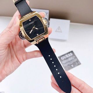 ĐỒNG HỒ NAM CAO CẤP GUET DÂY CAO SU BỌC DA ĐEN MẶT TRƠN FULLBOX
