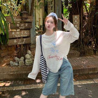 Áo dài tay hoa chất cotton xược mặc mát sẵn sll