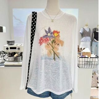 Áo tay dài trắng hình gấu chất cotton xược sẵn hàng sll