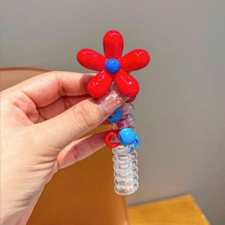 CỘT TÓC LÒ XO RUỘT GÀ HOA XANH ĐỎ