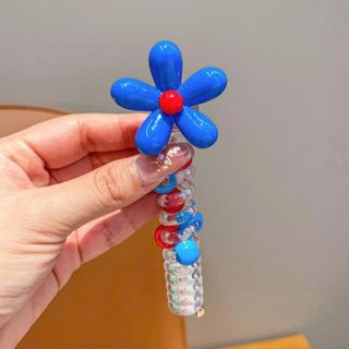 CỘT TÓC LÒ XO RUỘT GÀ HOA XANH ĐỎ