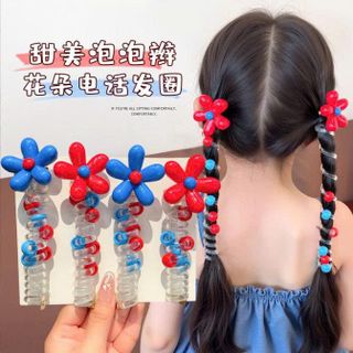 CỘT TÓC LÒ XO RUỘT GÀ HOA XANH ĐỎ
