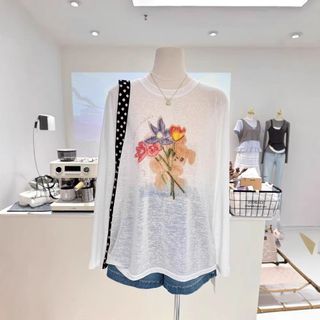 Áo tay dài trắng hình gấu chất cotton xược sẵn hàng sll