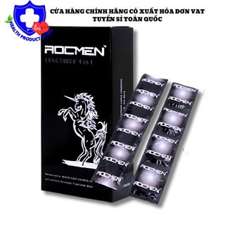 Bao cao su Rocmen đen Long Shock 4 in 1 kéo dài thời gian quan hệ (Hộp 12 cái)