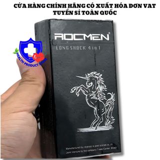 Bao cao su Rocmen đen Long Shock 4 in 1 kéo dài thời gian quan hệ (Hộp 12 cái)