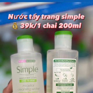 Nước Tẩy Trang Simple Kind To Skin Micellar Cleansing Water 200ml.