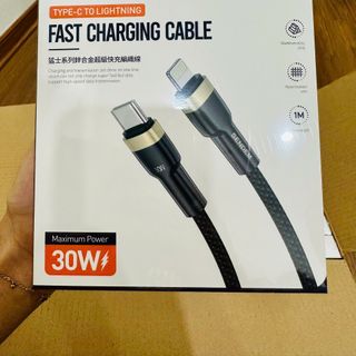 Cáp sạc nhanh Sendem T116 dây bện nylon đầu hợp kim kẽm PD30W chân IPhone
